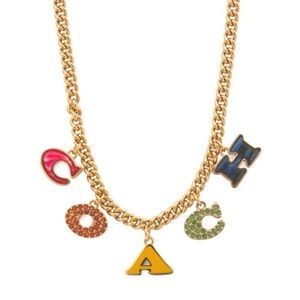 Coach New York Gold Necklace with Multicolor Letter Charms
